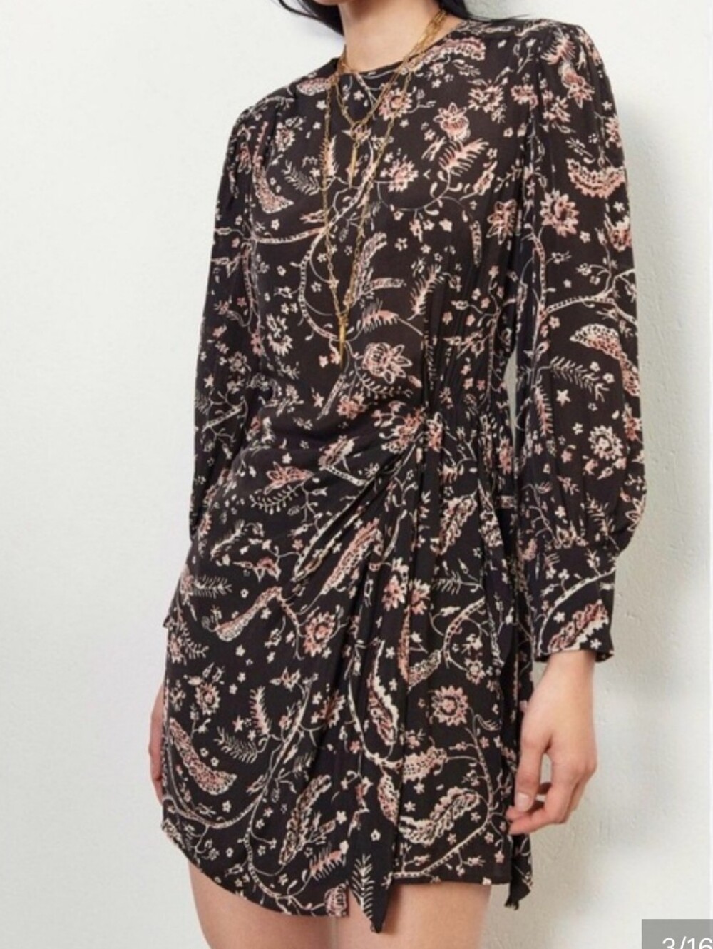 BA&SH I 3 (US M/L) Costel Paisley Tie Front Mini Dress I brown cream I $560